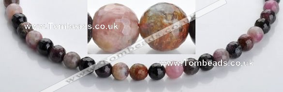 CTO02 multicolored 8mm  faceted round natural tourmaline beads