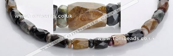 CTO09 faceted column & roundel natural tourmaline bead wholesale