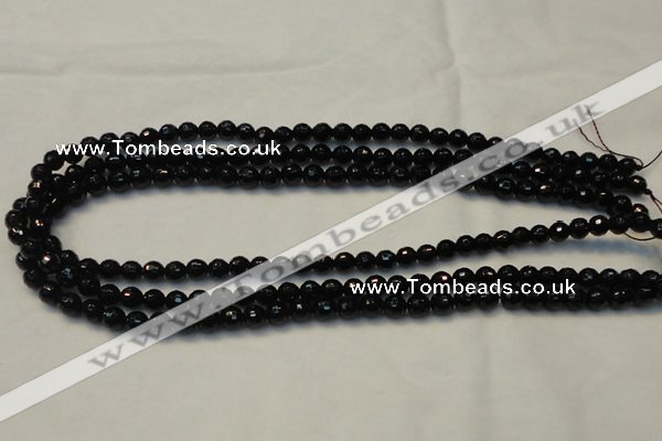 CTO107 15.5 inches 6mm faceted round natural black tourmaline beads