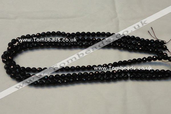 CTO108 15.5 inches 8mm faceted round natural black tourmaline beads