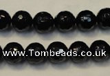 CTO109 15.5 inches 10mm faceted round natural black tourmaline beads