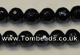 CTO109 15.5 inches 10mm faceted round natural black tourmaline beads