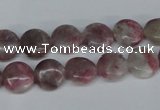 CTO202 15.5 inches 10mm flat round pink tourmaline gemstone beads