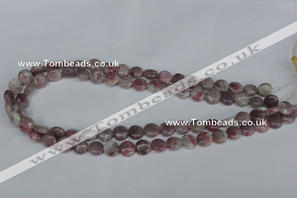 CTO202 15.5 inches 10mm flat round pink tourmaline gemstone beads