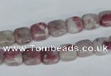 CTO205 15.5 inches 8*8mm square pink tourmaline gemstone beads