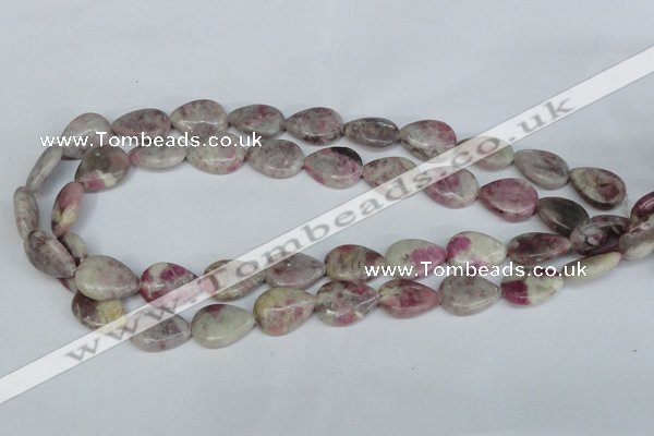 CTO214 15.5 inches 13*18mm flat teardrop pink tourmaline gemstone beads