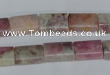 CTO215 15.5 inches 10*14mm flat tube pink tourmaline gemstone beads
