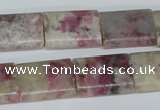 CTO216 15.5 inches 15*20mm flat tube pink tourmaline gemstone beads