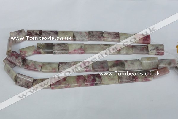 CTO216 15.5 inches 15*20mm flat tube pink tourmaline gemstone beads