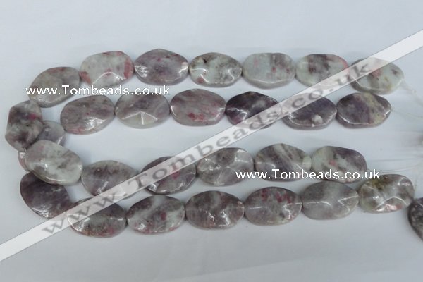 CTO233 15.5 inches 20*30mm wavy oval tourmaline gemstone beads