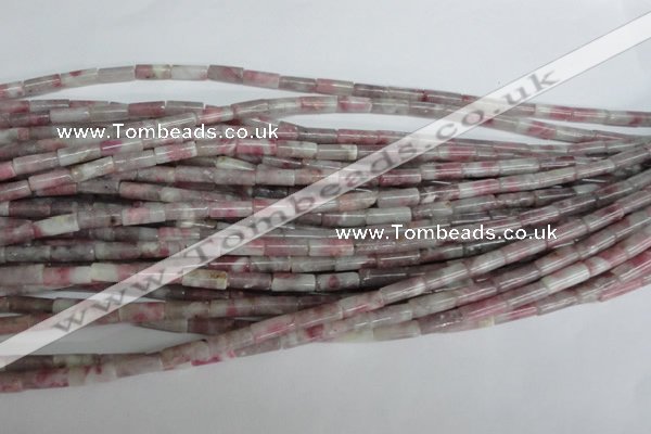 CTO239 15.5 inches 4*10mm tube pink tourmaline gemstone beads