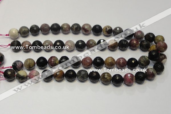 CTO31 15.5 inches 14mm faceted round natural tourmaline beads