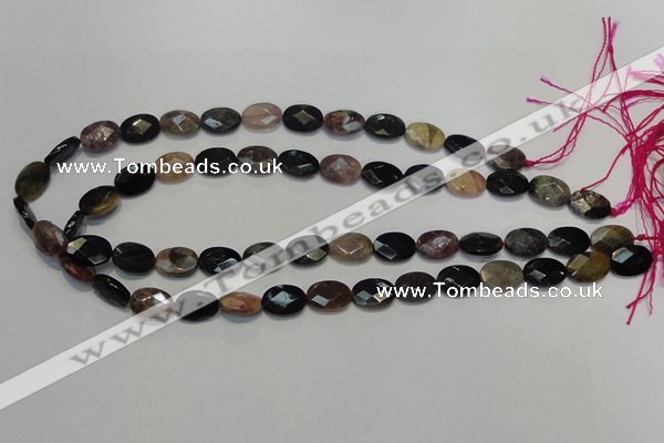 CTO36 15.5 inches 10*14mm faceted oval natural tourmaline beads