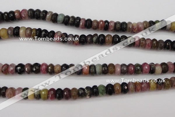 CTO377 15.5 inches 5*8mm faceted rondelle natural tourmaline beads