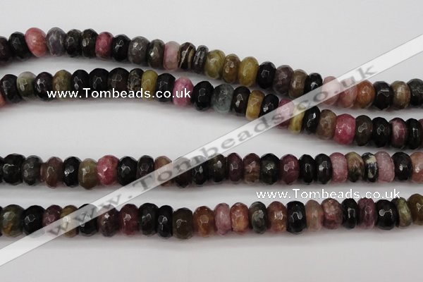 CTO378 15.5 inches 6*10mm faceted rondelle natural tourmaline beads