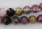 CTO45 15.5 inches 8mm faceted round natural tourmaline beads