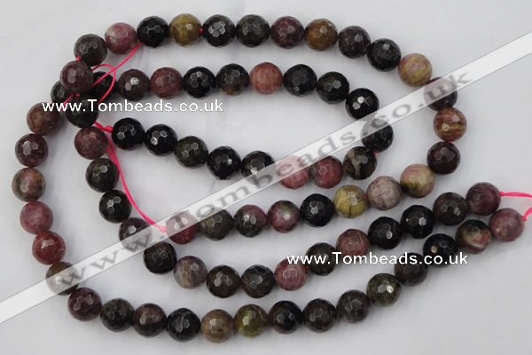 CTO46 15.5 inches 10mm faceted round natural tourmaline beads