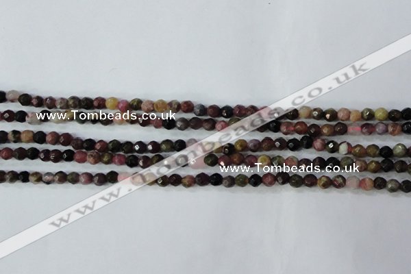 CTO460 15.5 inches 4mm faceted round natural tourmaline gemstone beads
