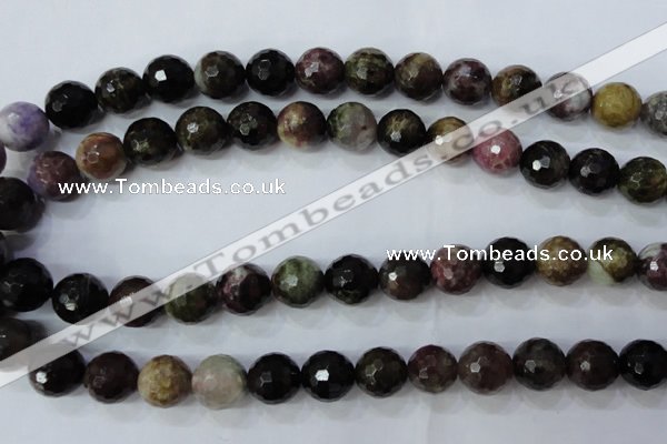 CTO466 15.5 inches 11mm faceted round natural tourmaline gemstone beads