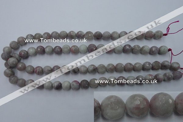 CTO483 15.5 inches 10mm faceted round pink tourmaline gemstone beads