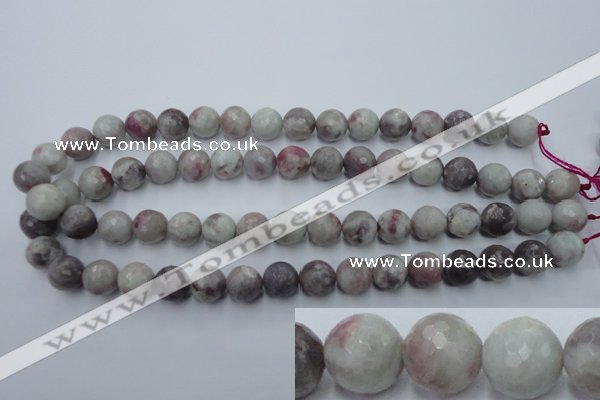 CTO484 15.5 inches 12mm faceted round pink tourmaline gemstone beads