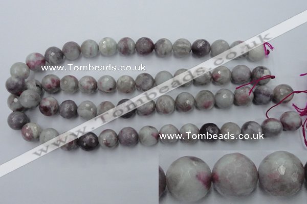 CTO485 15.5 inches 14mm faceted round pink tourmaline gemstone beads