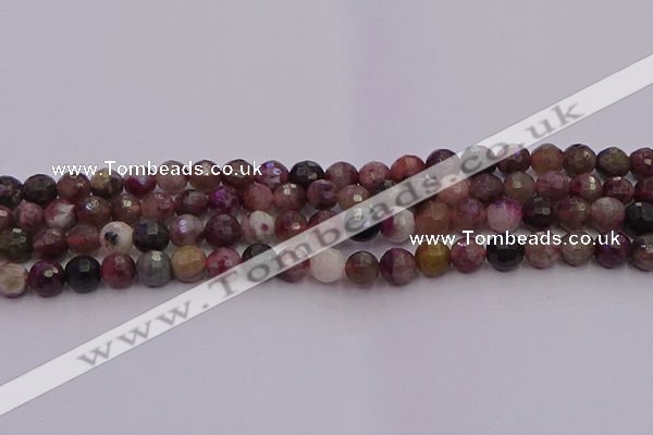 CTO635 15.5 inches 6mm faceted round tourmaline gemstone beads