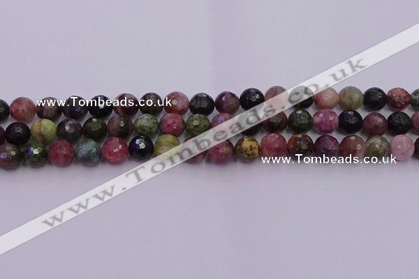 CTO636 15.5 inches 8mm faceted round tourmaline gemstone beads