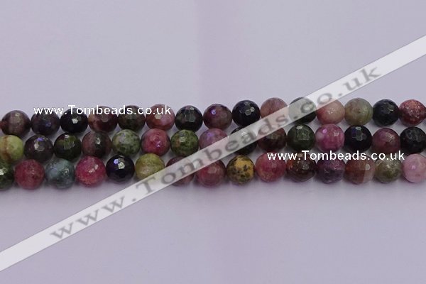 CTO637 15.5 inches 10mm faceted round tourmaline gemstone beads