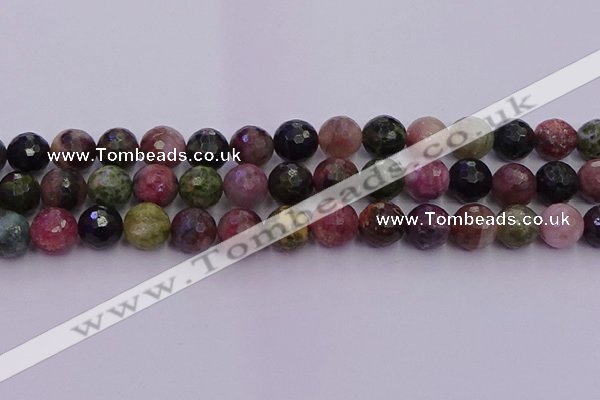 CTO638 15.5 inches 12mm faceted round tourmaline gemstone beads