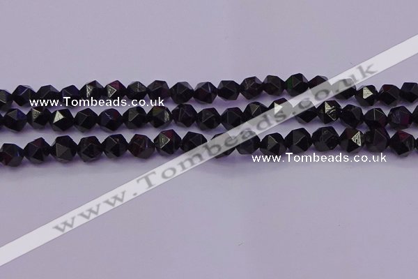 CTO645 15.5 inches 6mm faceted nuggets black tourmaline beads