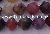 CTO651 15.5 inches 8mm faceted nuggets tourmaline gemstone beads