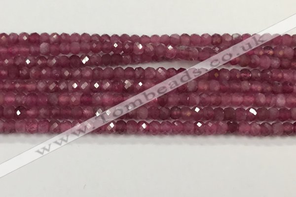 CTO685 15.5 inches 3*3.5mm faceted rondelle red tourmaline beads