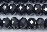 CTO725 15 inches 4*6mm faceted rondelle black tourmaline beads