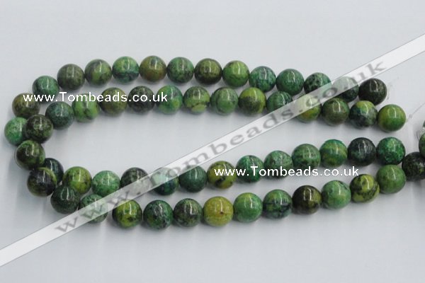 CTP06 15.5 inches 14mm round yellow green pine gemstone beads wholesale