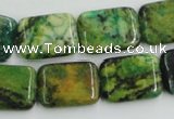 CTP10 15.5 inches 15*20mm rectangle yellow green pine gemstone beads