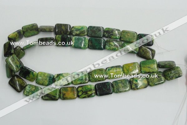 CTP10 15.5 inches 15*20mm rectangle yellow green pine gemstone beads