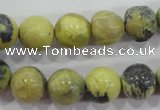 CTP104 15.5 inches 12mm round yellow pine turquoise beads wholesale