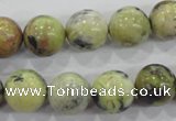 CTP105 15.5 inches 14mm round yellow pine turquoise beads wholesale