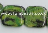 CTP12 15.5 inches 25*25mm square yellow green pine gemstone beads