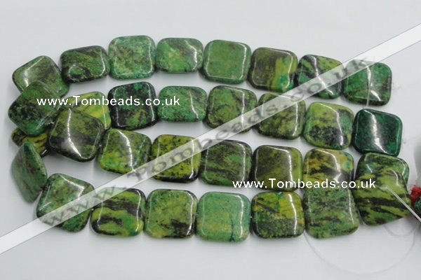 CTP12 15.5 inches 25*25mm square yellow green pine gemstone beads