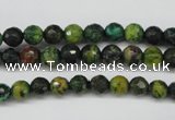 CTP211 15.5 inches 6mm faceted round yellow pine turquoise beads