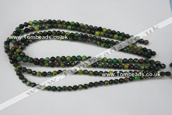 CTP211 15.5 inches 6mm faceted round yellow pine turquoise beads