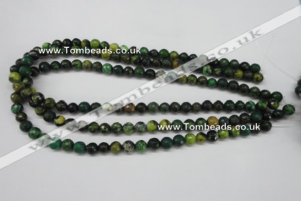 CTP212 15.5 inches 8mm faceted round yellow pine turquoise beads