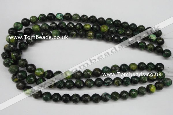 CTP213 15.5 inches 10mm faceted round yellow pine turquoise beads