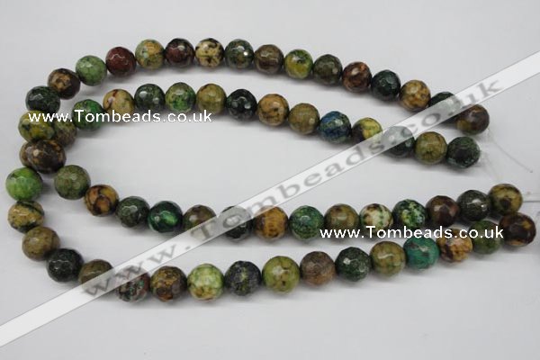 CTP214 15.5 inches 12mm faceted round yellow pine turquoise beads