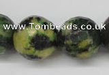 CTP218 15.5 inches 20mm faceted round yellow pine turquoise beads