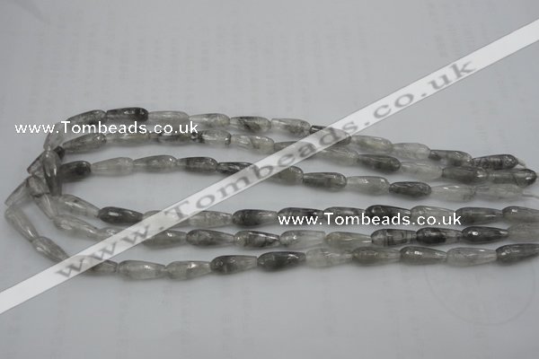 CTR03 15.5 inches 6*16mm faceted teardrop cloudy quartz beads