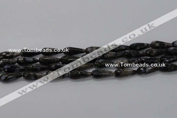 CTR100 15.5 inches 8*20mm faceted teardrop grey opal gemstone beads