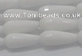 CTR105 15.5 inches 8*20mm faceted teardrop white porcelain beads